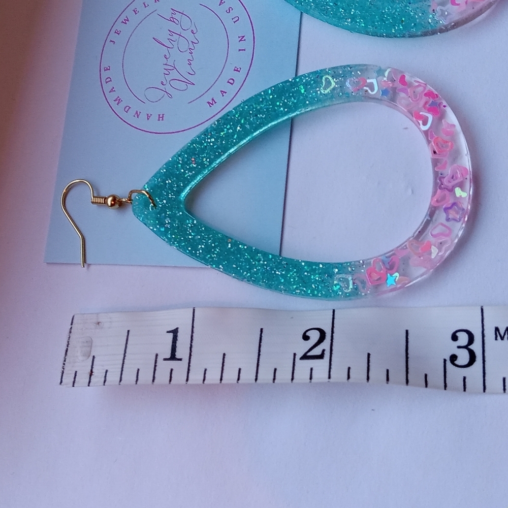Hand Crafted Pink And Teal Caribbean Sunset Collection Teardrops - Picture 6 of 6